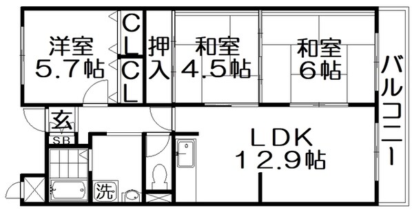 香里ヶ丘1番館の物件間取画像